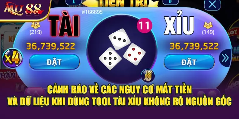 Cảnh báo về các nguy cơ mất tiền và dữ liệu khi dùng tool tài xỉu không rõ nguồn gốc.